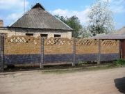 Забор "Бут" верх №2 +"Прага" янтарь +  "Прага" хмурый камень